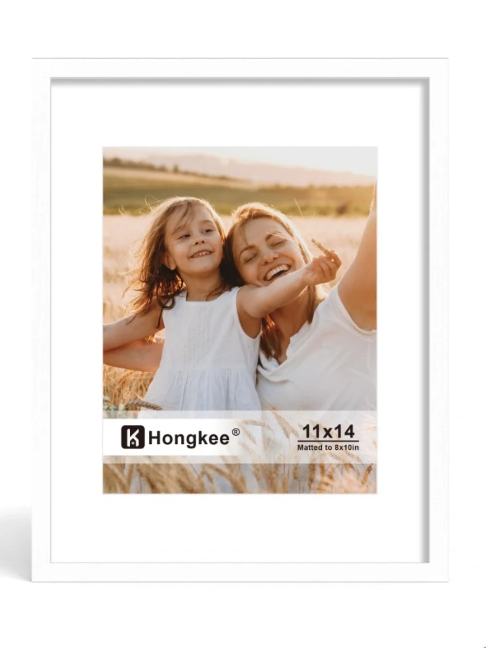WHITE Solid Wood and Glass Picture Frame 11x14” (matted to 8x10”)